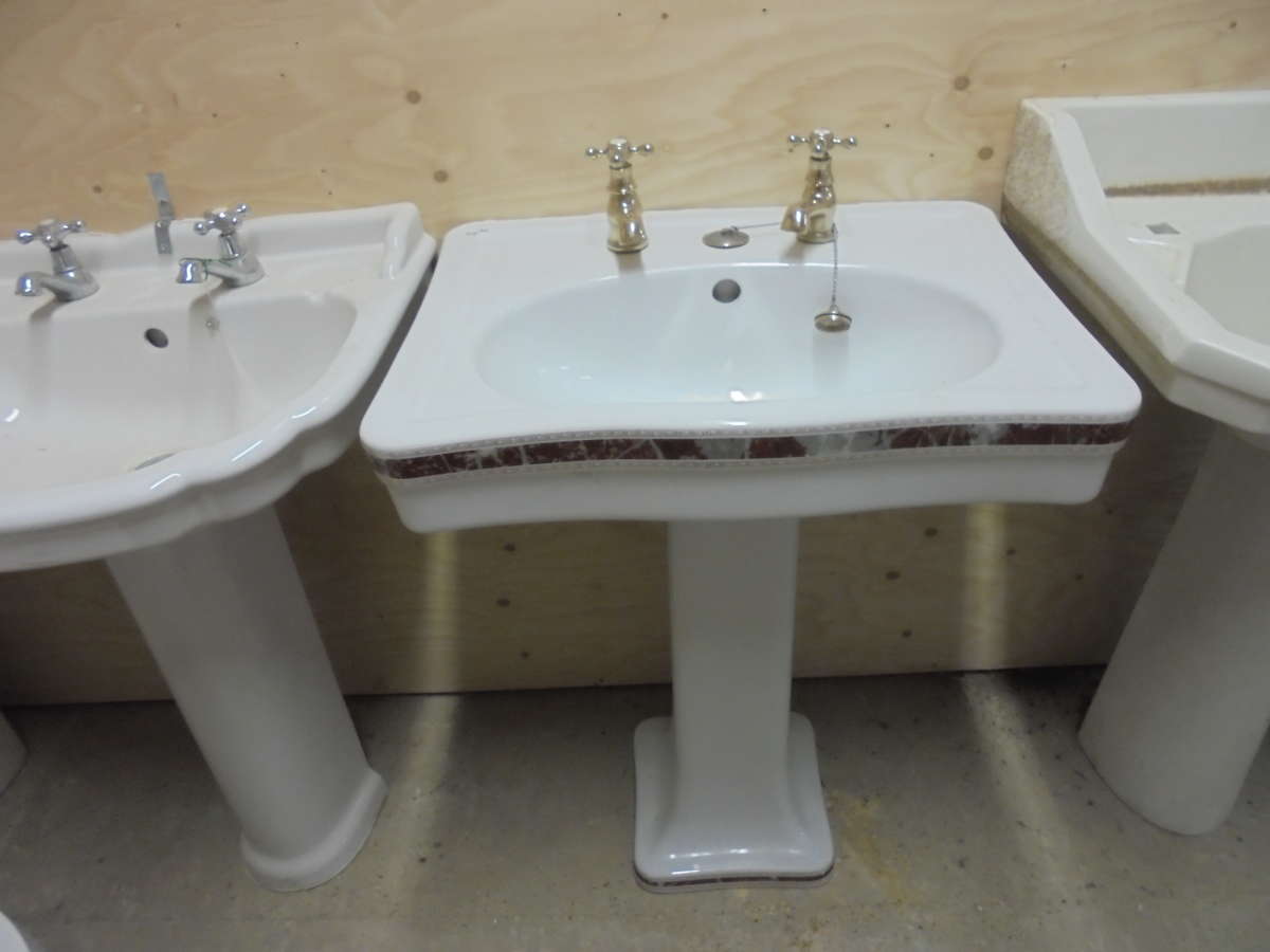 A Reclaimed Decorative Sink & Pedestal complete with taps