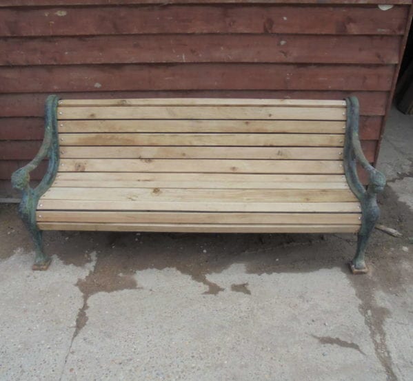 cast iron & oak bench