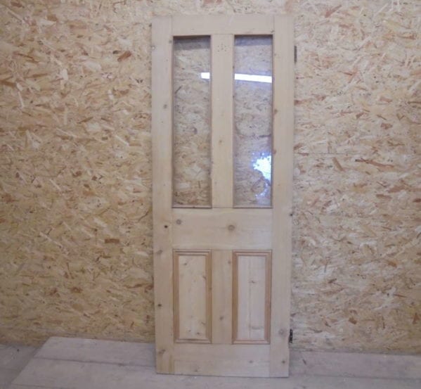 Reclaimed Stripped Half Glazed 4 Panel Door