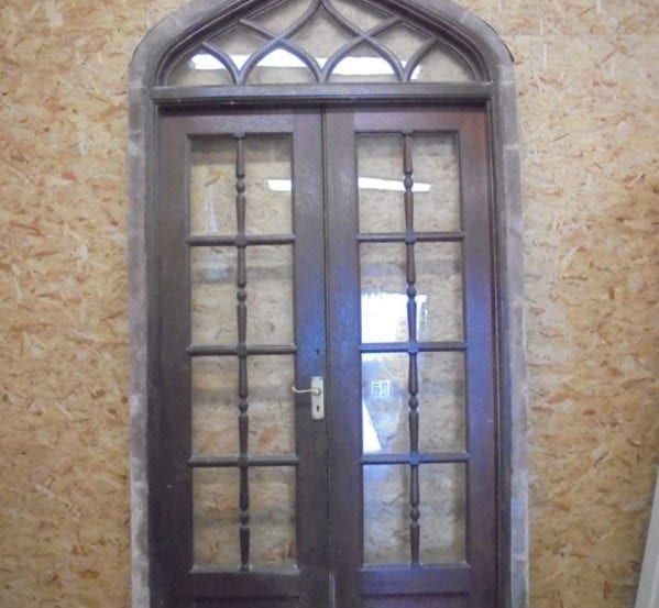 Oak Gothic Revival Glazed Double Doors