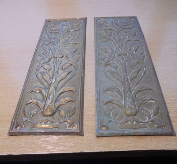 Long Brass Pottery Pattern Push Plate