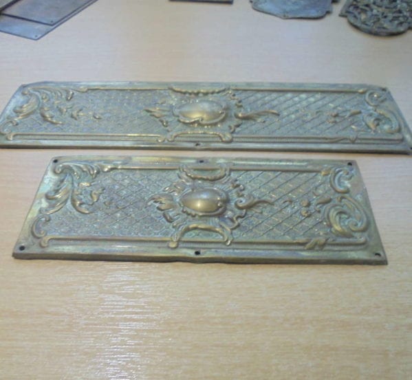 Two Jewel Brass Push Plates