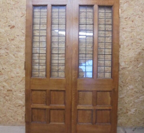 6 Panel Half Glazed Oak Double Doors