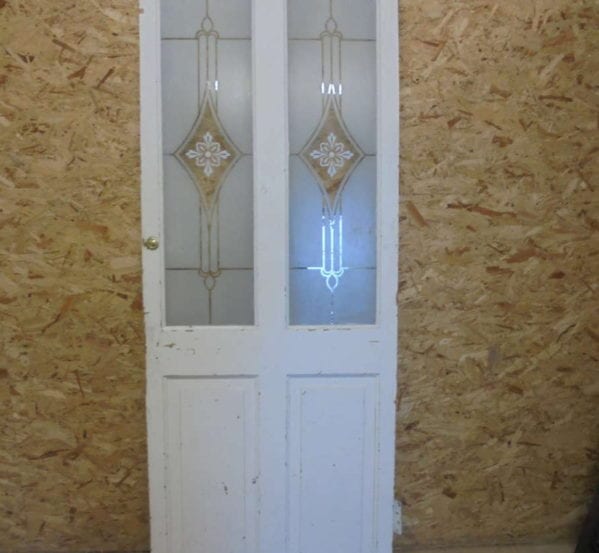 Small Painted 4 Panel Bubble Glazed Door