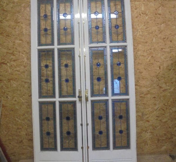 Beautiful Large Double Doors with Stained Glass