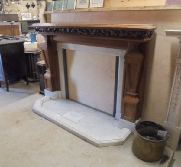 Art Deco Carved Wood Fireplace Surround