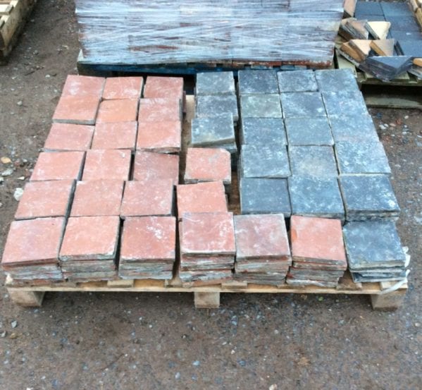 Dark Chequered Reclaimed English Quarry Tiles
