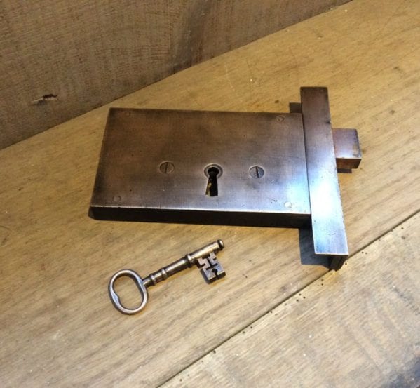 Late Georgian Solid Brass Rim Lock & Key