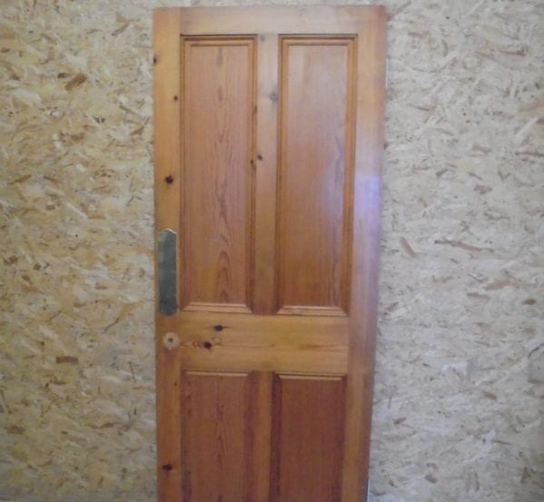 Attractive Stripped Pine & Varnished 4 panel Door