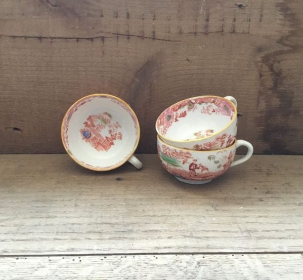 Orange Floral China Cups