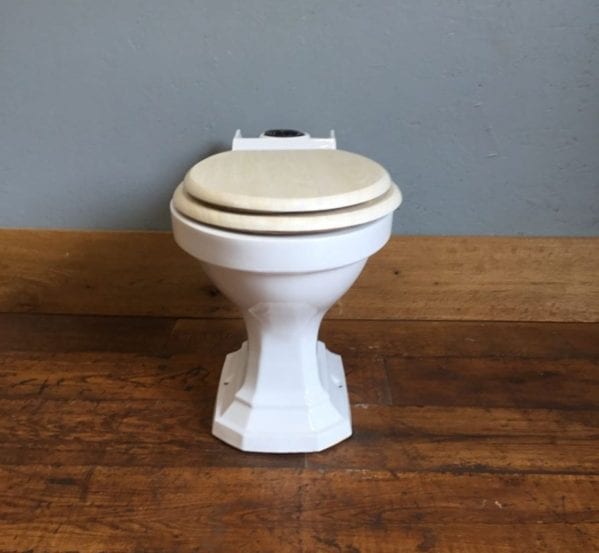 White Six Sided Toilet & Pale Seat
