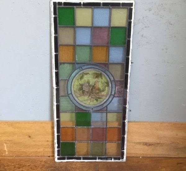 Hand Painted Colourful Bird Stained Glass Window Panel