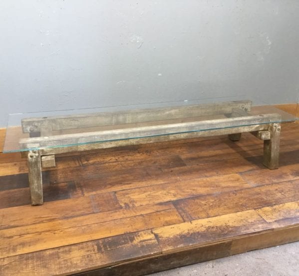 Beech Wood Coffee Table With Glass Top