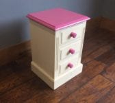 Pink Three Drawer Bedside Table