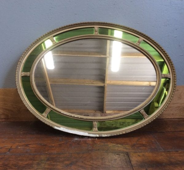 Colourful Green Glass Oval Mirror