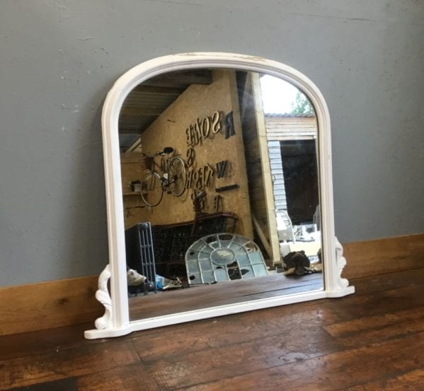 Large White Overmantel Mirror