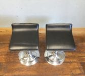 Black Seat Metal Bar Stool Pair