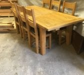 Large Oak Extendable Dinner Table & Six Chairs