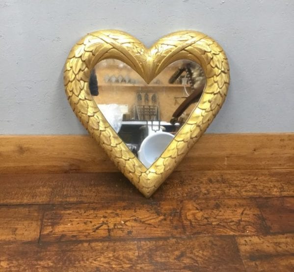 Gold Finish Heart Shaped Mirror