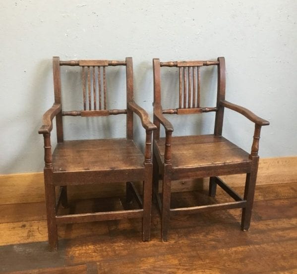 Dark Wood Armed Chairs