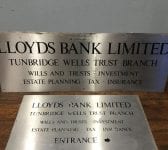 Reclaimed Stainless Steel Lloyds Bank Signs