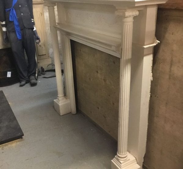White Painted Wooden Column Detail Fire Surround