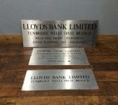 Reclaimed Stainless Steel Lloyds Bank Signs