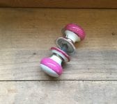 Pink Edged Floral China Door Knobs