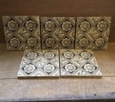 Brown & White Diamond Floral Pattern Tiles