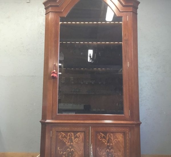 Reclaimed Lighted Glass Fronted Corner Cabinet