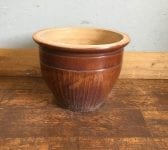 Large Glazed Brown Flower Pot
