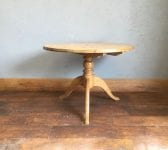 Round Three-Legged Solid Pine Dining Table