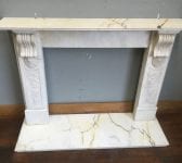 Ornate Panel White Marble Fire Surround & Hearth