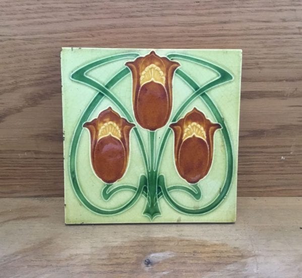 Art Nouveau Geometric Tulip Design Fireplace Tiles