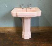 Art Deco Pastel Pink Basin & Pedestal