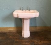 Art Deco Pastel Pink Basin & Pedestal