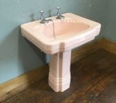 Art Deco Pastel Pink Basin & Pedestal