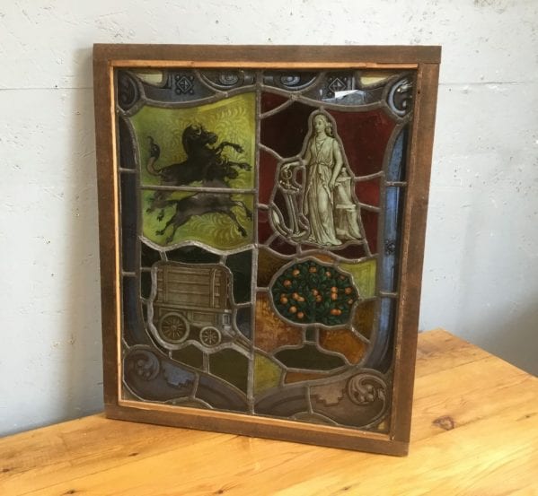 Victorian Shield Design Stained Glass Window