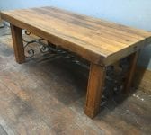 Solid Oak Coffee Table Wrought Iron Detail