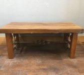 Solid Oak Coffee Table Wrought Iron Detail