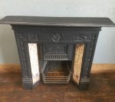 Fully Complete Ornate Tiled Cast Iron Fireplace