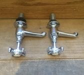 Porcelain Button Chrome Tap Pair