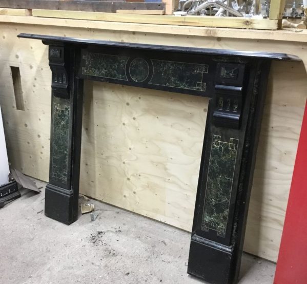 Large Black & Green Fire Surround