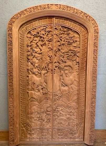 Carved Arched Oak Door