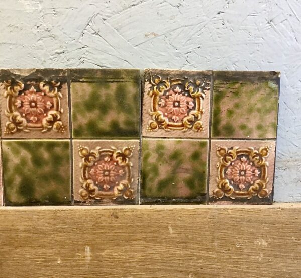 Set of 4 Green + Pink Tiles