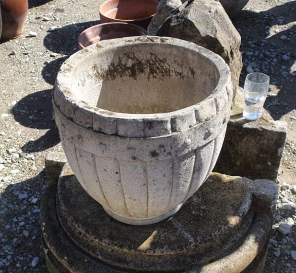 Lovely Reclaimed Concrete Barrel Pot