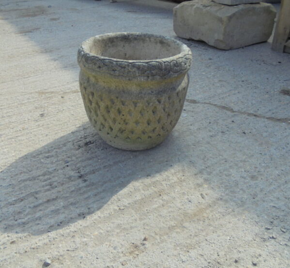 Reclaimed Stone Criss Cross Pot