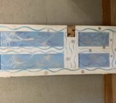 Reclaimed Blue and White Decorated Door