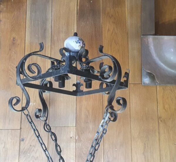 Square Iron Chandelier With Scrolls