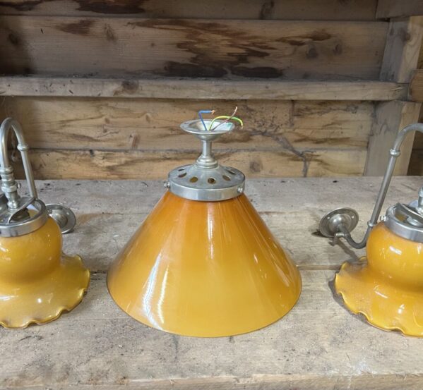 Set of Lovely Yellow Glass Shades